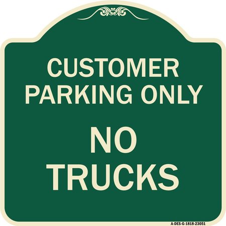 SIGNMISSION Reserved Parking Customer Parking No Trucks Heavy-Gauge Aluminum Sign, 18" x 18", G-1818-23051 A-DES-G-1818-23051